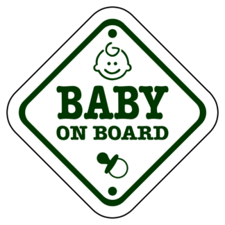 Baby On Board Sign Sticker (Dark Green)